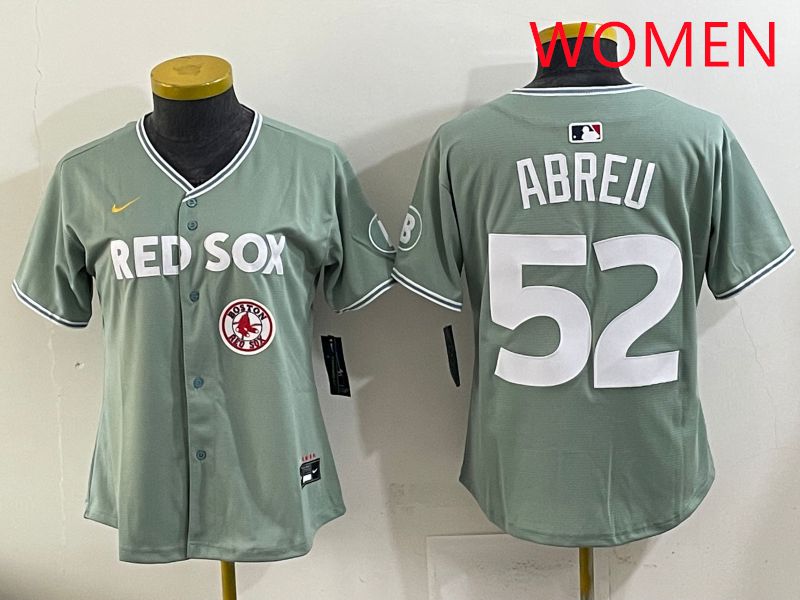 Women 2025 Boston Red Sox 52 Abreu Green Joint Name Nike MLB Jersey style 10